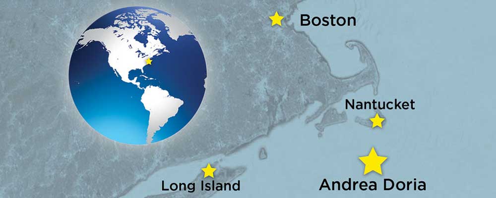 Location of the Andrea Doria wreck