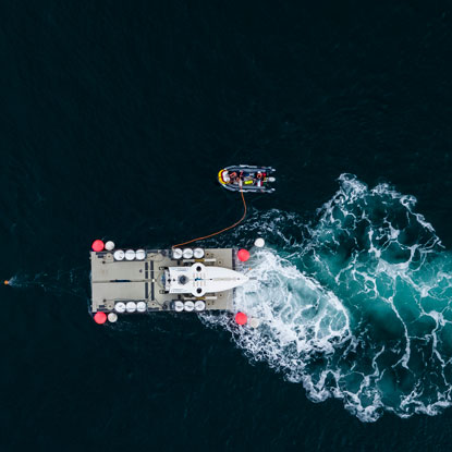 Aerial photo of Cyclops 1 beginning to submerge
